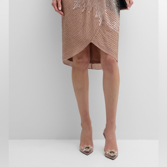 LIV FOSTER ❤️❤️ Luxurious Beaded Sequin Dolman Sleeve Faux-Wrap Dress size 6 NWT - Picture 9 of 15